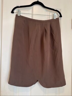 Georgio Armani 100% Silk Classic Brown Knee-Length Skirt